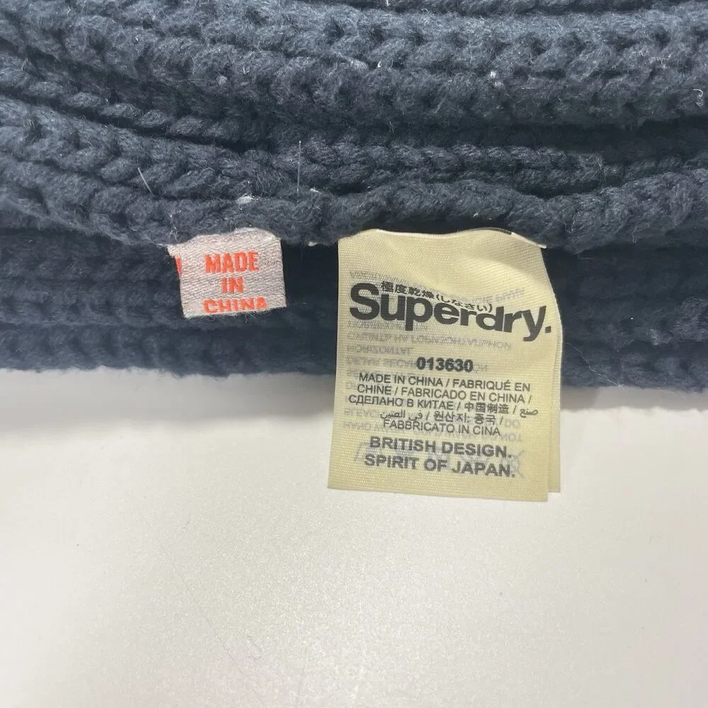 Superdry Super Cable Chunky Knit Navy Blue Unisex Scarf Black Label